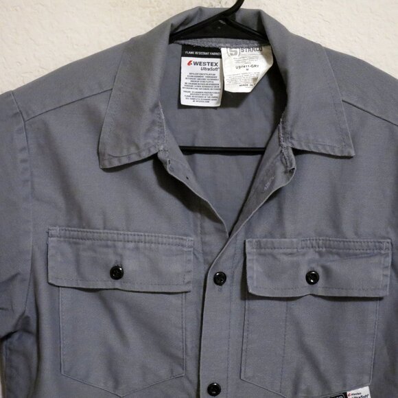Westex Shirt Mens Medium FR Flame Resistant Ultrasoft Long Sleeve Button Gray - Picture 1 of 6
